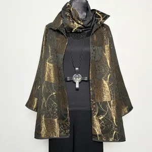 Abbey Swing Coat - Golden bronze jacquard