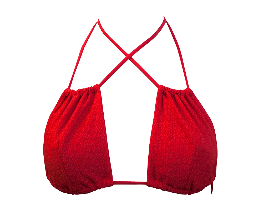 Geranium Low Versatile Bikini Top Red