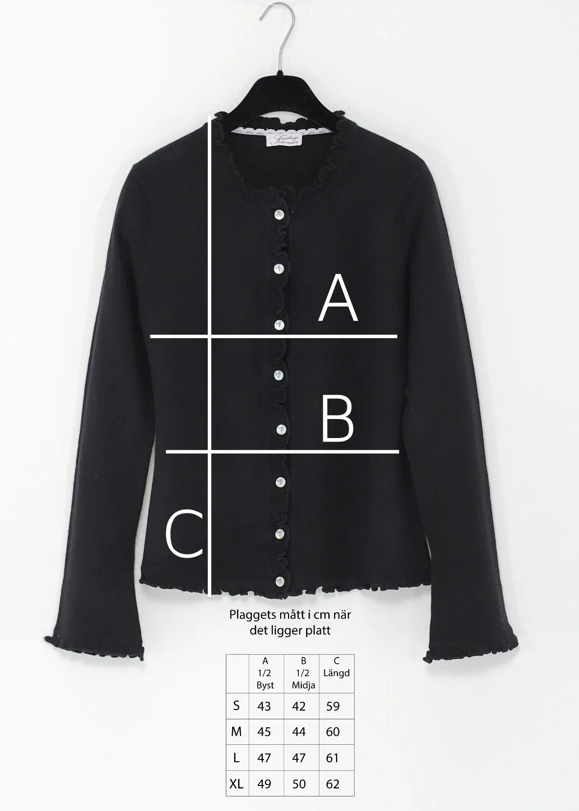 Kashmir cardigan med utsökt finish - Black
