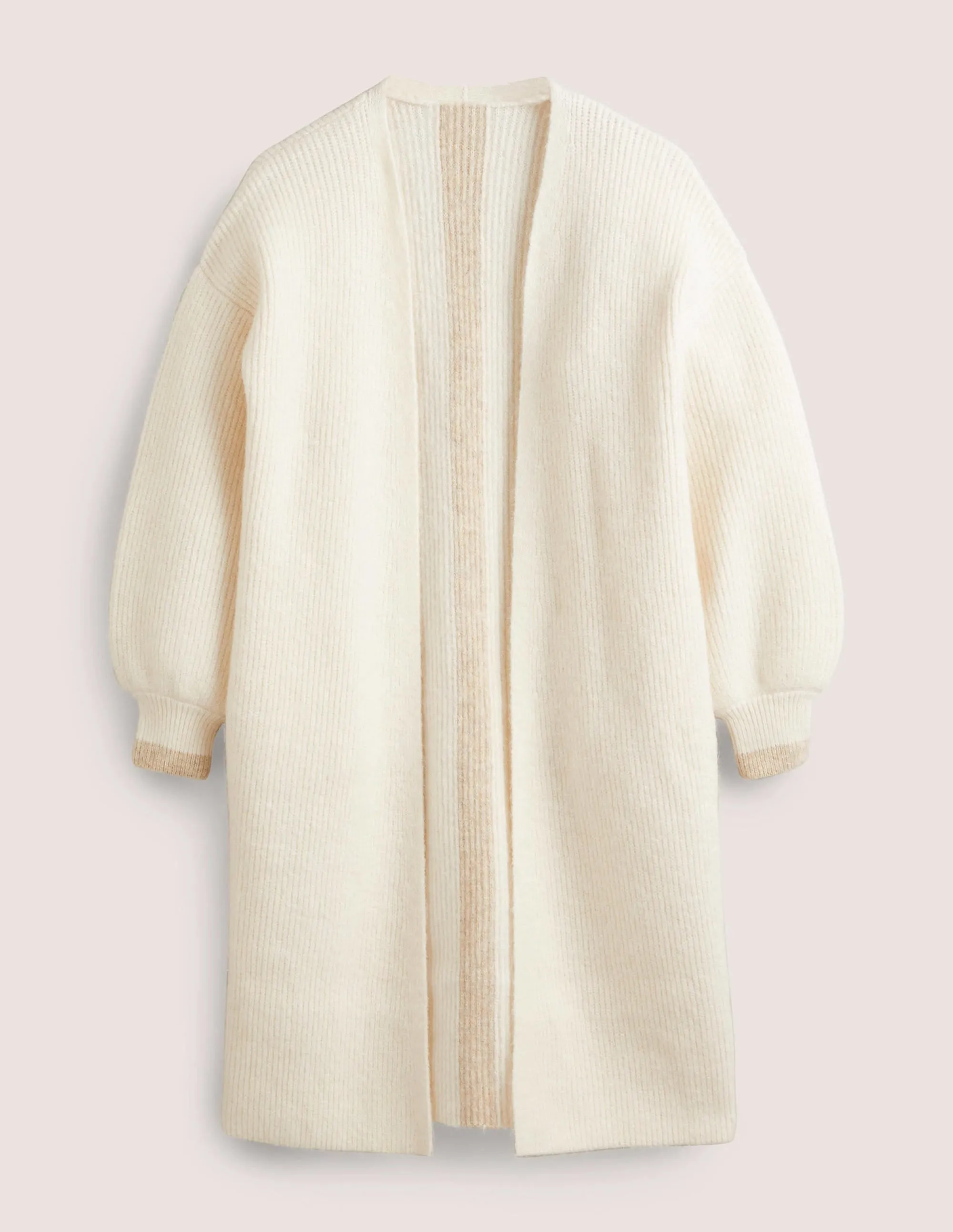 Longline Fluffy Cardigan-Warm Ivory, Oatmeal