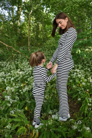 NATALIA-FLAIR-PANTS - BLACK CREME STRIPE