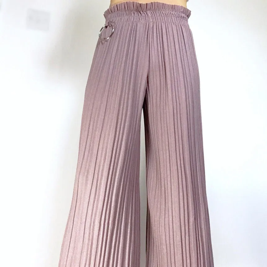 SIDE RING SHIMMER PLEATED TROUSERS