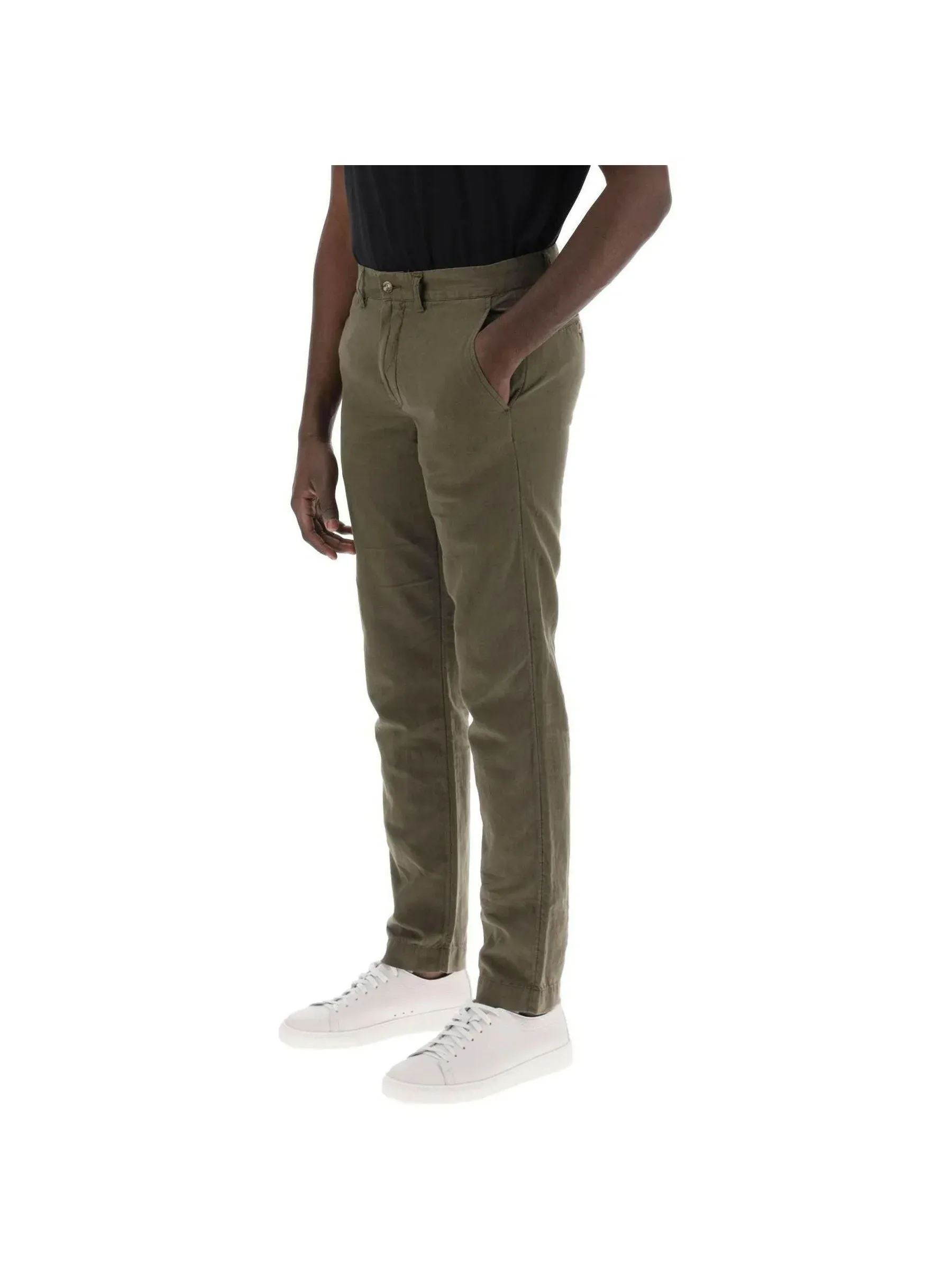 Slim-Fit Linen Blend Pants
