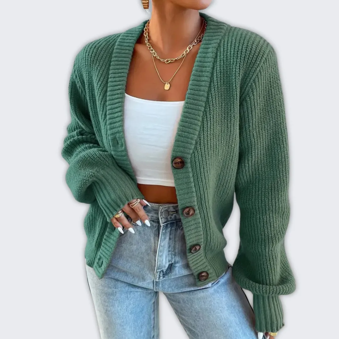 Warm Chic Women's Long Sleeve Knitted Cardigan for Layering