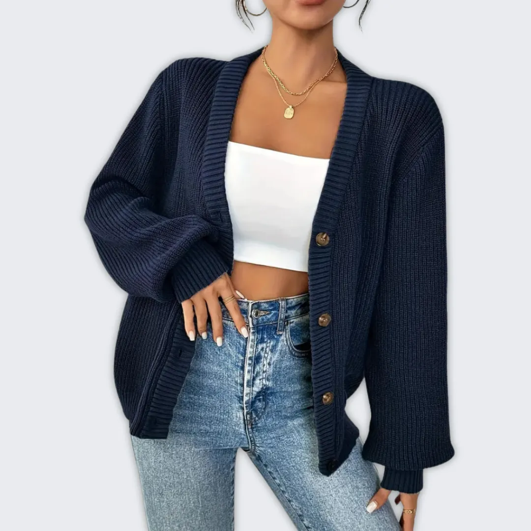 Warm Chic Women's Long Sleeve Knitted Cardigan for Layering