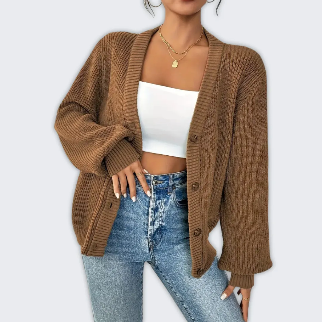 Warm Chic Women's Long Sleeve Knitted Cardigan for Layering